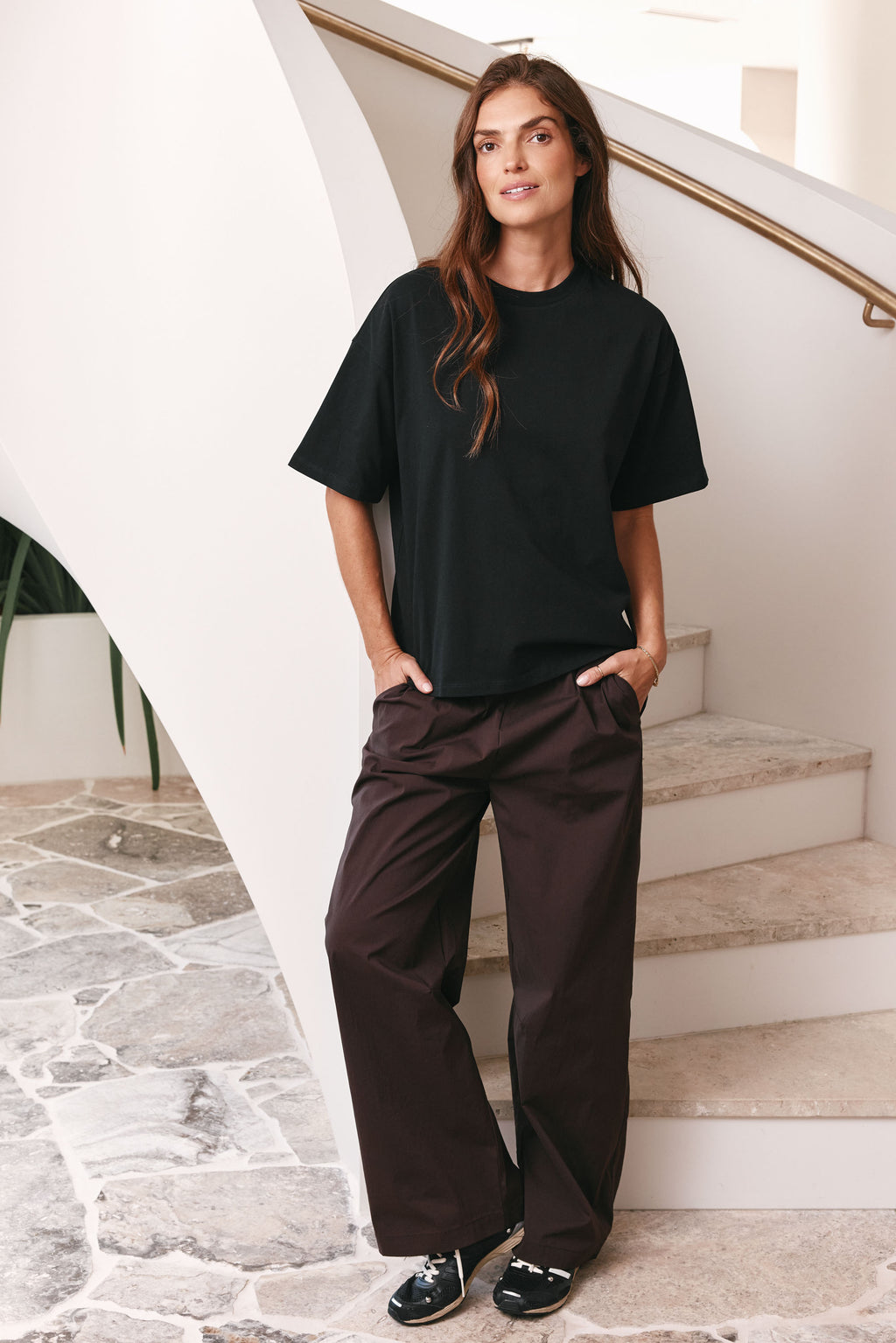Relaxed Crew T Shirt - Black made from mid-weight cotton with a relaxed fit and classic crew neck for comfortable womens casual clothes.