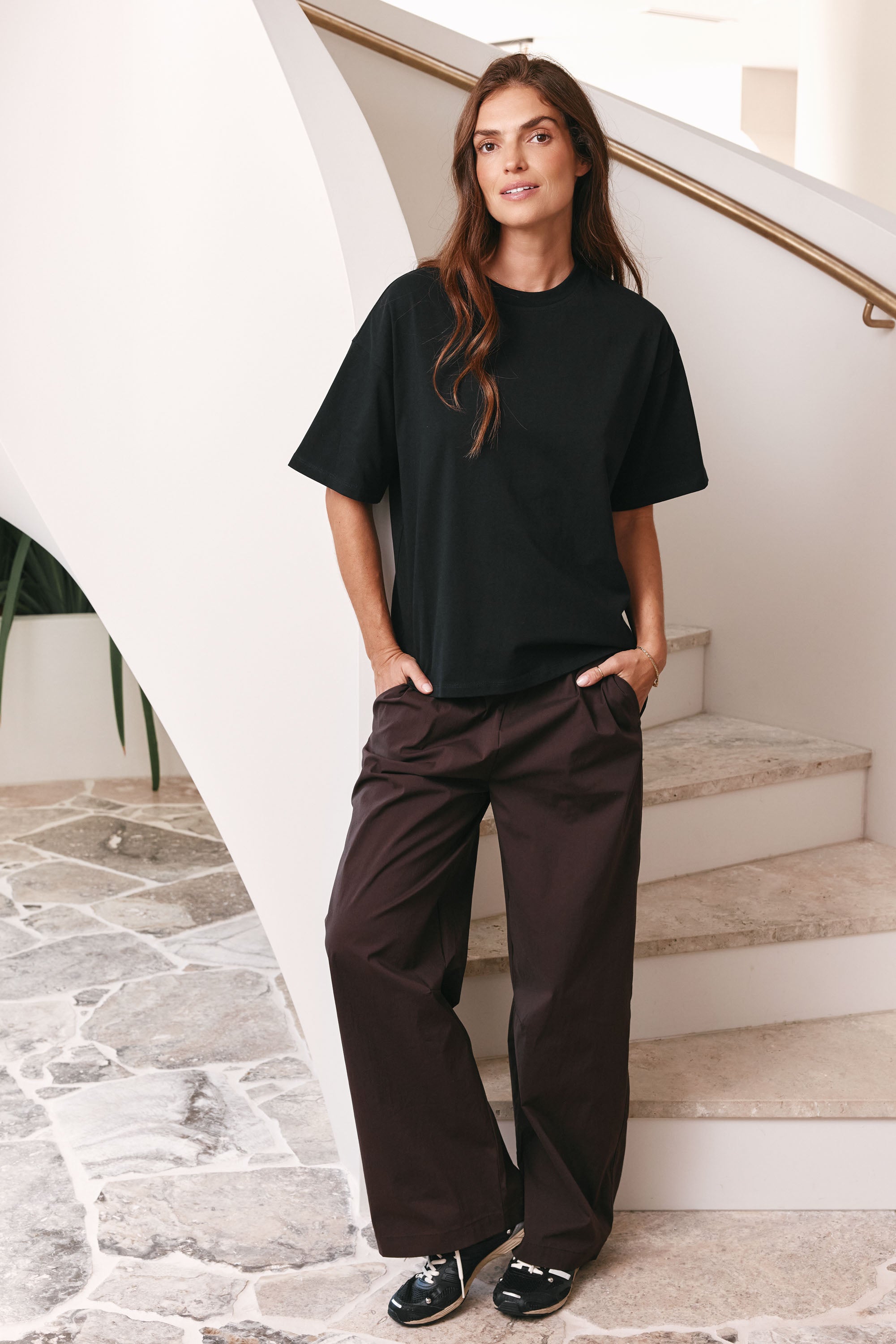 Relaxed Crew T Shirt - Black made from mid-weight cotton with a relaxed fit and classic crew neck for comfortable womens casual clothes.