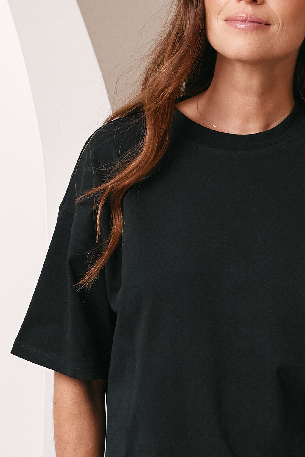 Relaxed Crew T Shirt - Black in mid-weight cotton with a relaxed fit and drop shoulder for effortless casual layering.