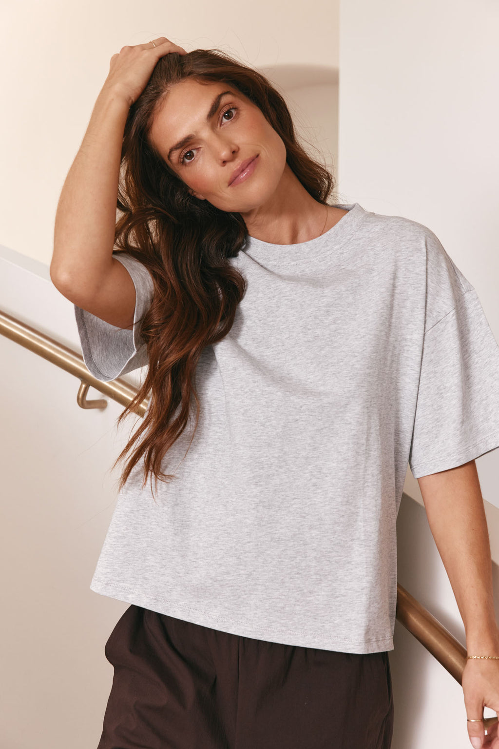 Relaxed Crew T Shirt - Grey made from mid-weight cotton with a loose fit that holds its shape over time for a laid-back look.