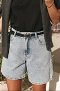 Topstitch Leather Belt - Narrow in black leather with subtle stitching and a classic gold buckle for an everyday finish