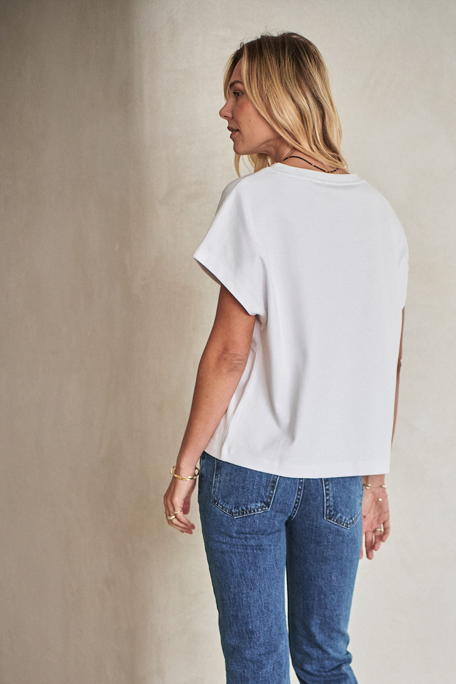Cap Sleeve T-Shirt - White in soft fabric with a relaxed fit and subtle cap sleeves for easy, everyday womens casual clothes.