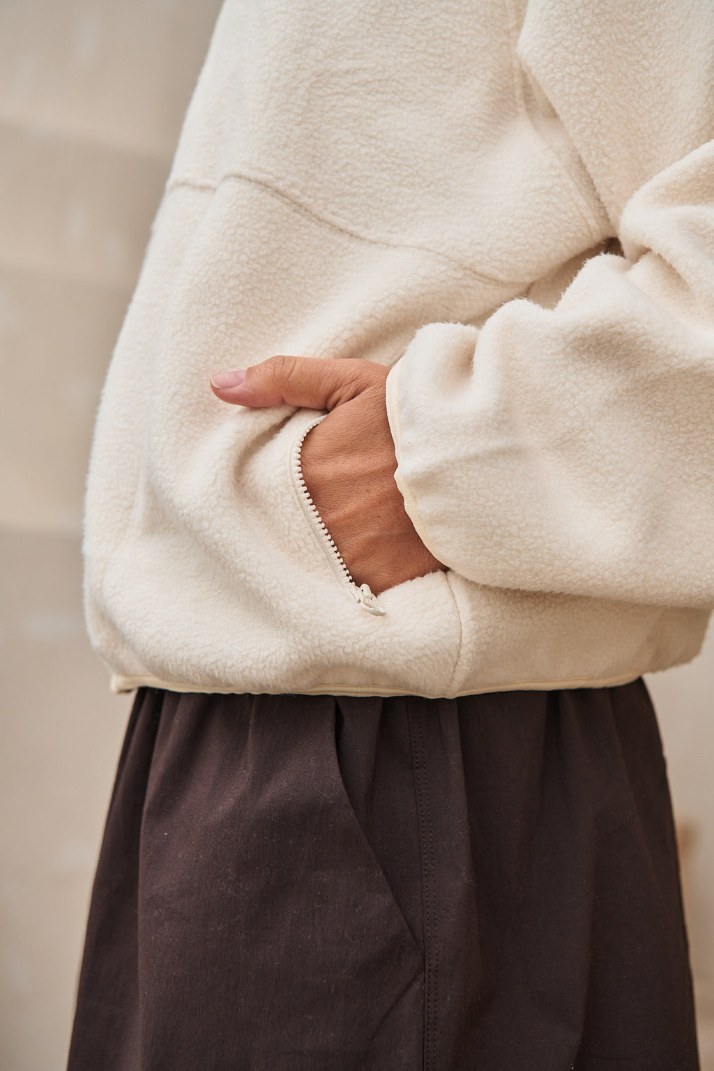 Fleece Zip Sweat - Bone