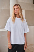 Relaxed Crew T Shirt - White in mid-weight cotton with a loose fit that holds its shape over time for easy casual layering.
