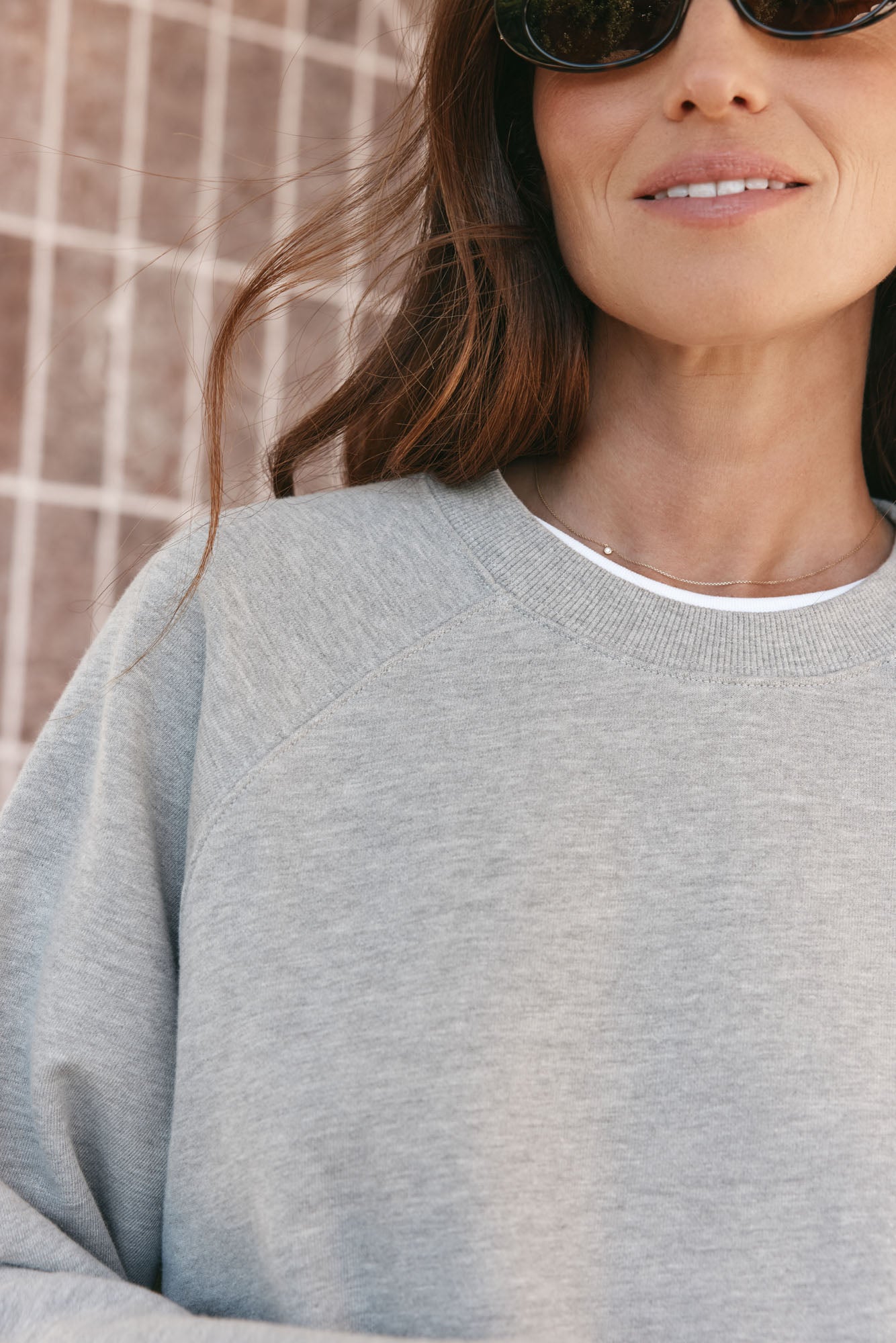 Basic Crew Sweat - Grey Marle in soft cotton fabric with a relaxed fit and classic crew neckline for comfortable womenswear.